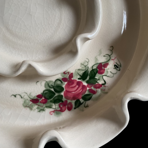 Heavy Large Vintage Serving Platter, Rose Floral Design - Picture 6 of 8